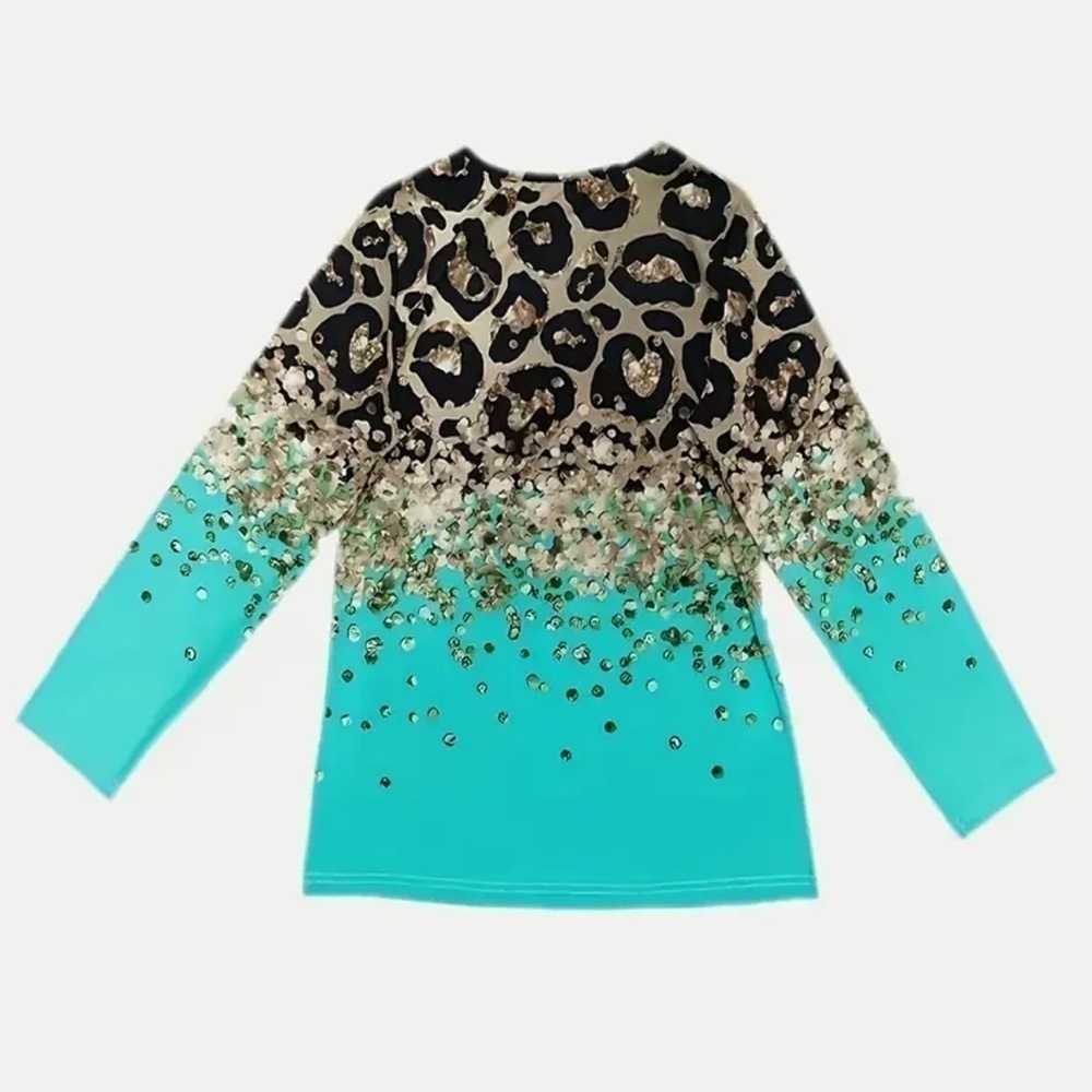 Women's Leopard Print V-Neck Knit Top - Size XL - NWT - Picture 2 of 3